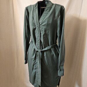 Ichi Women's Sage Green Belt Tie Snap-Up Classic Dutch Design Mini Dress Size 38